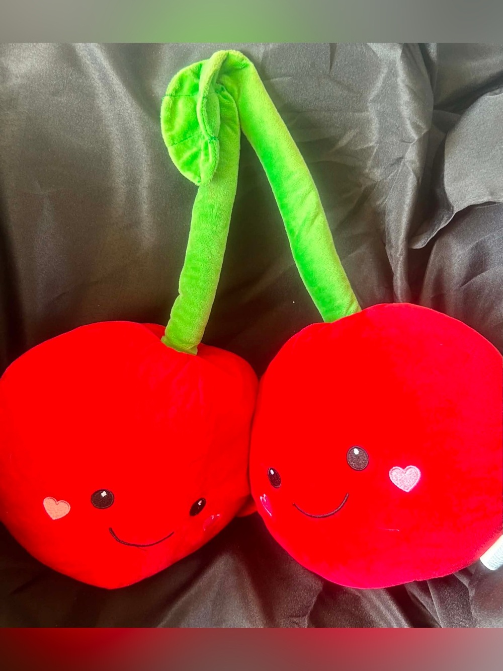 Plush Cherry Toy for Kids - Bright Red with Green Stem